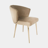 Castro Lighting Sedere Dining Chair in leather upholstery on gold-plated brass legs, available from Touched Interiors UK
