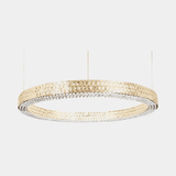 Castro Lighting Metis Hammered Suspension Lamp in hammered gold-plated brass with crystal, available from Touched Interiors UK