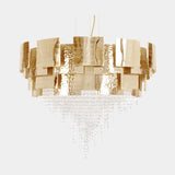 Castro Lighting Mondrian Suspension Lamp in gold-plated brass with crystals, available from Touched Interiors UK