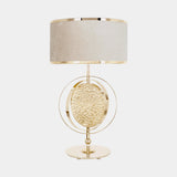 Castro Lighting Saturn Table Lamp in gold-plated brass with a fabric lampshade, available from Touched Interiors UK