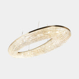 Castro Lighting Teardrop Oval Suspension Lamp in gold-plated brass with teardrop crystals, available from Touched Interiors UK