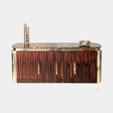 Castro Lighting Tiffany Sideboard in polished brass with a marble top, available from Touched Interiors UK