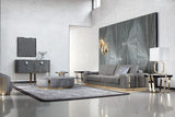 Giorgio Collection Charisma Sofa in grey velvet, room setting with the Charisma collection