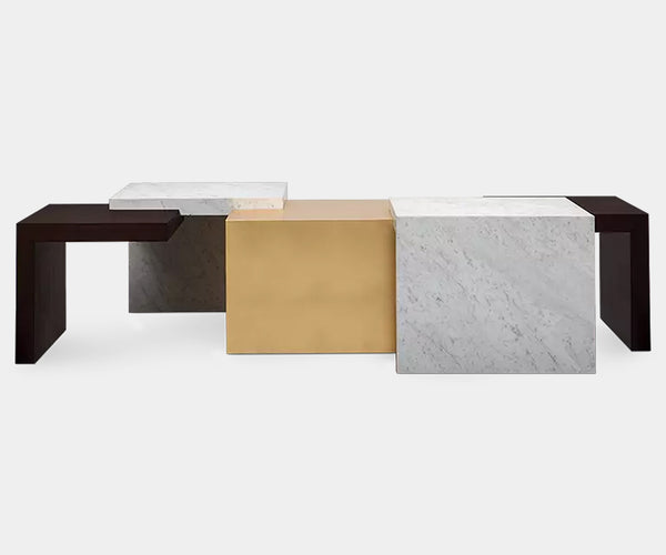 Christopher Guy Mies luxury coffee table, minimalist design, marble and wood.