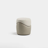 Clarence Swivel Luxury Pouf: ivory bouclé seat (Cat B) on a grey upholstered base
