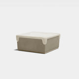 Colosseum Square Luxury Pouf: taupe genuine leather with ivory leather trim (Cat B)
