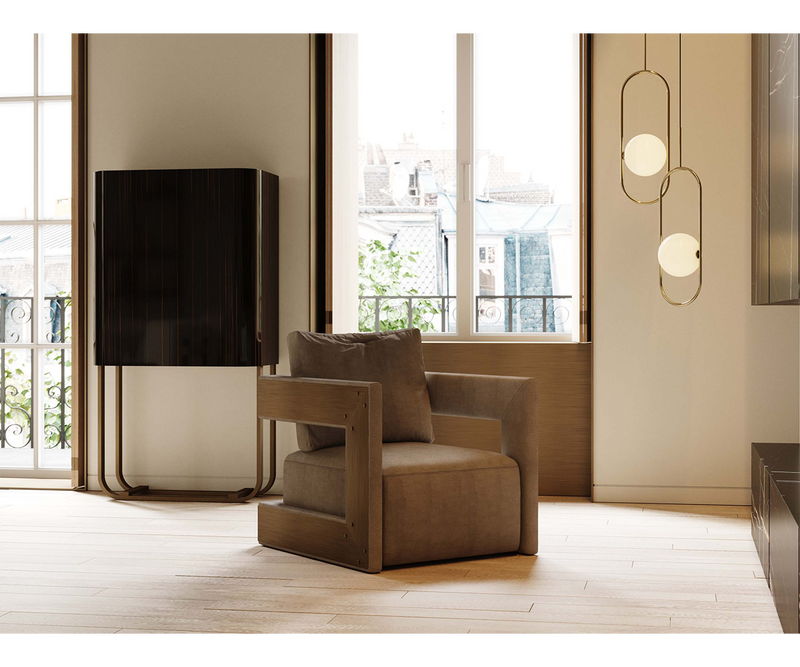 Minimalist Armchair with Japandi Aesthetic: The Kaito Armchair embodies clean lines and functionality, ideal for a Japandi-inspired space.