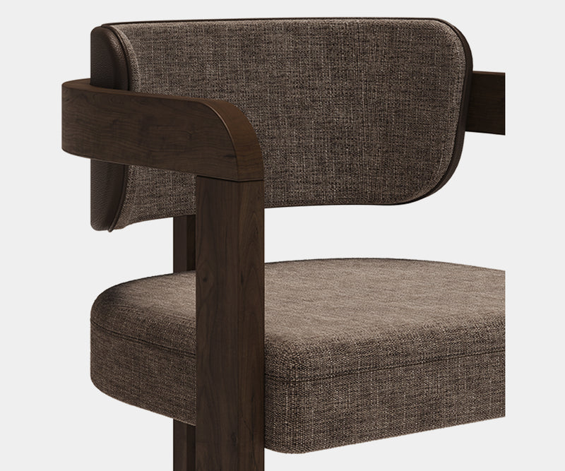 Two-Tone Dining Chair: DUO Combines Walnut Wood & Dark Bronze Stainless Steel. 