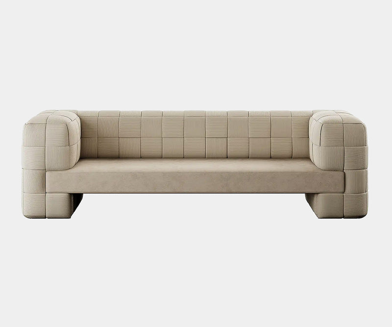 Luxury corduroy sofa with modern design in a contemporary living room.