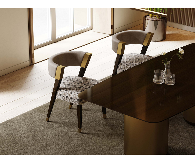 Luxury Stylish Club Her Chair with Natural Wood Frame and Bespoke Fabric Upholstery - High-End Dining Chair.