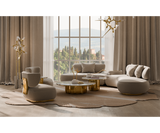 Spacious Round Sofa: The Perfect Place to Unwind: This spacious round sofa, the Aureum, offers ample seating and a comfortable lounging experience, making it the perfect centerpiece for your living room.