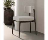 Customisable Frank dining chair with moka oak wood and plush seating for upscale decor.