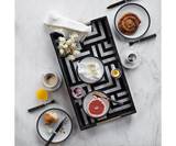 Stylish rectangular serving tray by L'Objet, crafted from natural shells with a luxury black lacquer finish.