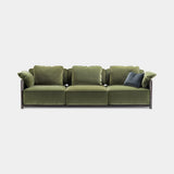 Desenzano Low Rail Luxury Sofa in mousse velvet with brown burnished brass