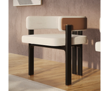 Modern Karl dining chair showcasing a sleek eucalyptus wood frame.