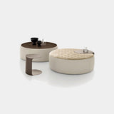Ditre Italia Clip Oval Footstool, Clip collection shown with a round quilted footstool, pouf table and metal side table
