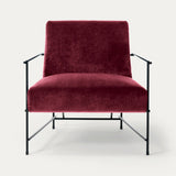 Ditre Italia Kyo Armchair in burgundy velvet, black metal frame