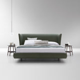 Royal Bed, olive green fabric, front view