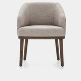 Ditre Italia Saint Tropez Dining Chair, light grey fabric with dark wood legs, front view