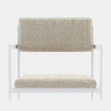 Domkapa Bondi Outdoor Dining Chair with Armrests, light outdoor fabric with a White Texturized frame