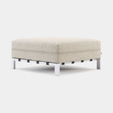 Domkapa Bondi Outdoor Pouf, light outdoor fabric with a White Texturized frame