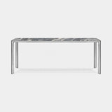 Doria Marble Top Luxury Console Table shown in Green Cipollino marble with chrome