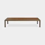Doria Slender Metal Base Luxury Coffee Table with a saddle leather top