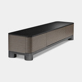 Dorsoduro Grooved Wood Luxury Tv Cabinet in Caleido wood with black gold
