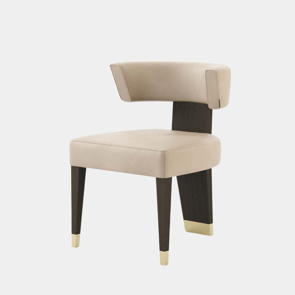 Her II Chair Featuring Customizable Upholstery and Oak Wood Frame with Brass Details - High-End Dining Furniture.