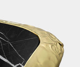 Boca do Lobo Stonehenge Side Table, close-up of the Nero Marquina marble and brass
