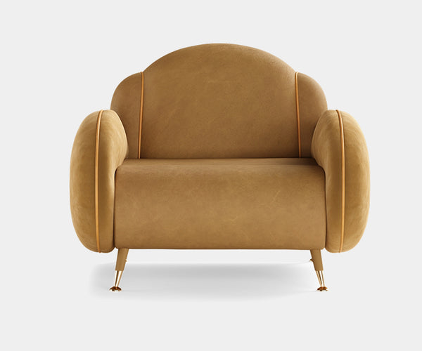 Ellington Remix Armchair Transforms a Living Room with Custom Fabric.  The Ellington Remix armchair by Mezzo Collection features customizable upholstery, like this luxurious fabric, creating a one-of-a-kind statement piece for your living space.