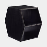 Esagono Black Ash Luxury Side Table, turned on its side