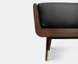 Elegant Mid-Century Modern Brando Ottoman Bench with Upholstery and Metal Details