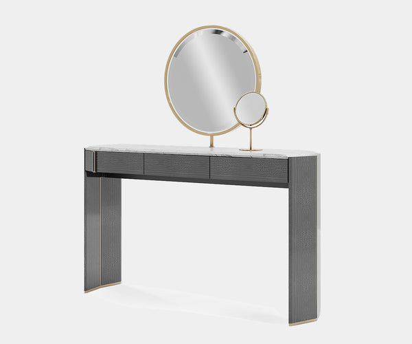 Luxury dressing table featuring polished brass accents and elegant design