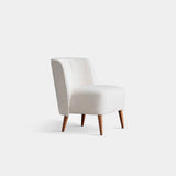 Ferrara Compact Luxury Armchair: ivory bouclé (Cat B) with wooden legs
