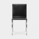Ferriera Sling Seat Luxury Dining Chair in black leather with chrome frame