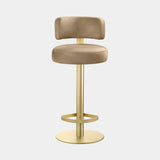 Fidato Round Back Luxury Bar Stool, shown with satin brass base