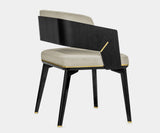 Elegant dining chair with polished brass details and modern brown velvet upholstery by Luxxu