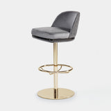 Giorgio Collection Charisma Bar Stool in grey velvet with a light gold chrome base