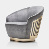Giorgio Collection Charisma Swivel Armchair in grey velvet with a light gold chrome back