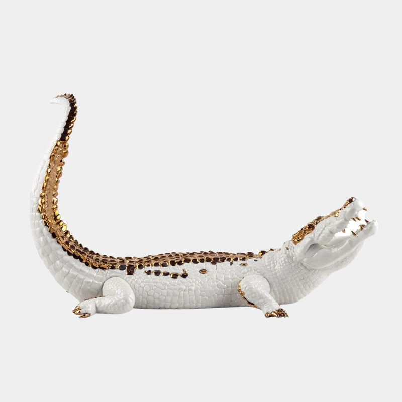 Gloss & Metallic Luster Crocodile Figurine