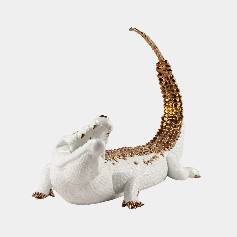 Gloss & Metallic Luster Crocodile Figurine