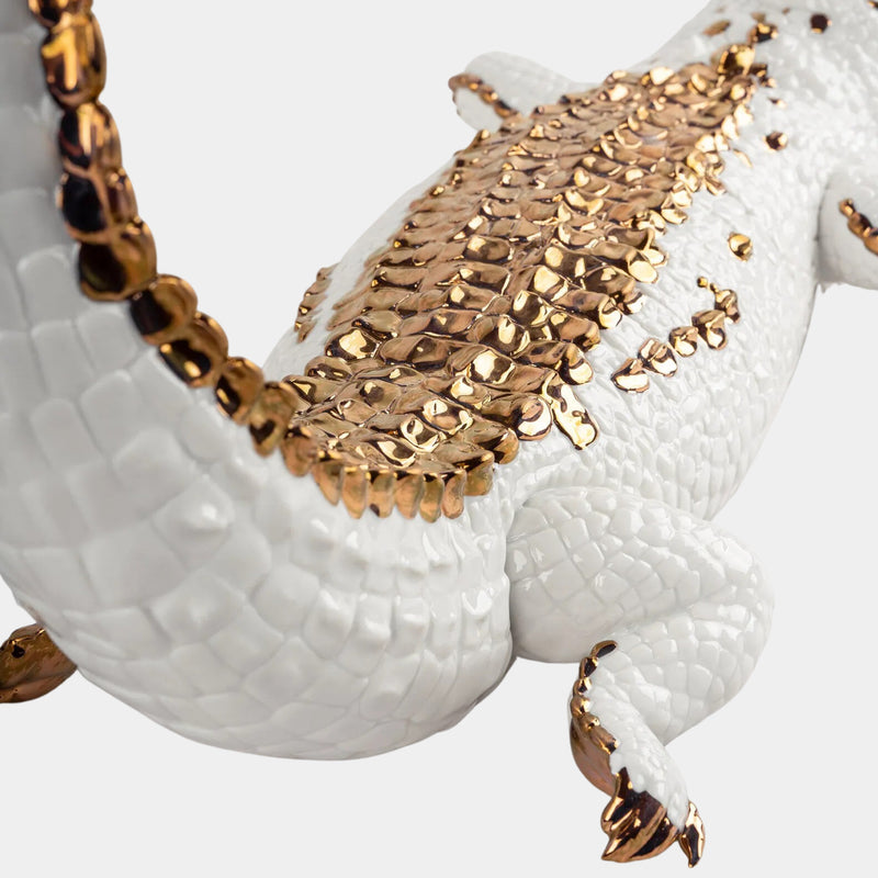 Gloss & Metallic Luster Crocodile Figurine