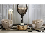 Luxury interior design centerpiece: Zenith center table in Nero Marquina marble and gold.