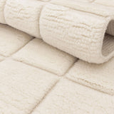 Hand-Knotted Grid Pattern Wool Rug, detail