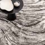 Hand-Woven Marquina Marble Viscose Rug, detail