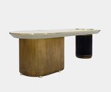 Modern luxury Arizona Desk by Porus Studio, showcasing marble, brass, and lacquered wood.