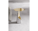 Luxxu Myllo luxury side table with polished brass base and Carrara marble top