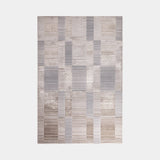 High-Shine Ripple Metallic Luxury Rug in grey and beige tones