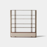 Holborn Modular Luxury Bookcase: matt taupe finish with metal-trimmed shelves and a three drawer base